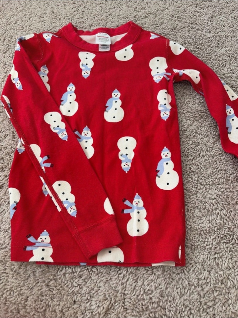 Hanna Andersson Red Snowman Print Long-Sleeve Tee
